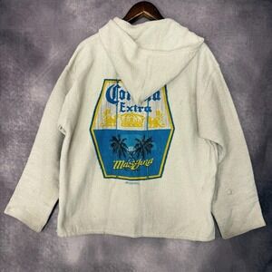 Corona Extra Baja Hoodie Mens XL Off White‎ Earth Ragz Pullover Beer Mas Fina